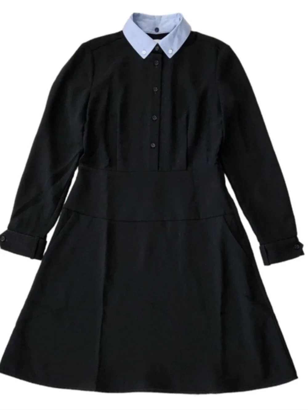 COACH Shirt Dress Black With Blue Detachable Collar Size 2